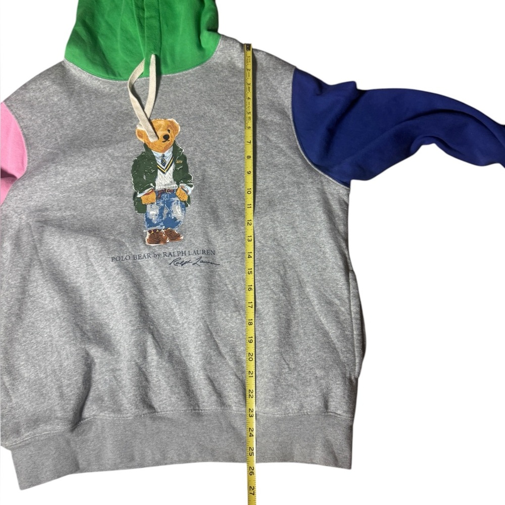 Polo Ralph Lauren Men's Polo Bear Colorblock Hoodie Gray Pink Large - Picture 11 of 12